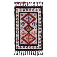 The colourful Nuwara wool rug has been handmade and loomed in India and is perfect for a boho bedroom or living room! #bohorugsbedroom #bohorugslivingroom #bohorugideas Contemporary Rugs, Wool Rug, Modern Rugs, Boho Rugs Bedroom, Bohemian Rug, Velvet Cushions