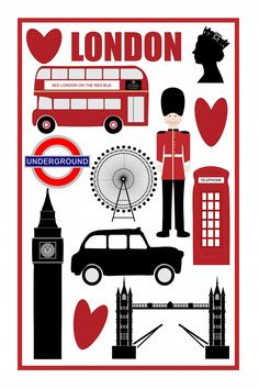 England, London Icons, London Theme, Graphic, London City, London Souvenirs, Icon, London Love