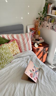 mismatched patterned cushions and bedding, cluttered bedside table and overflowing bookshelves ☁️ Instagram, Home Décor, Bedroom Décor, Ideas, Bedroom, Home, Spring Bedroom, Bedroom Decor, Bedroom Inspo