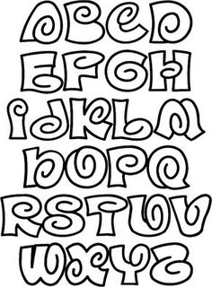 the alphabet is drawn in black and white, with letters on each letter to spell it