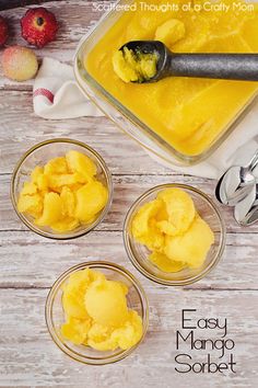 How to make Mango Sorbet the easy way... #mango #sorbet Drinking, Fruit