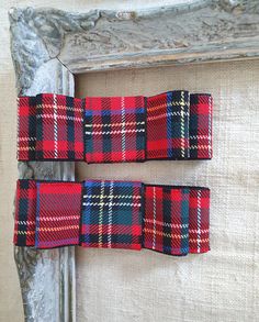 Set of 2 Handmade women tartan plaid bow shoe clips, fabric and ribbon bows, Red blue black white plaid bow clips, Royal Stewart Tartan brooches Beautiful gift for girlfriend, women, wife, mother or daughter on Christmas or any other occasion.  3 1/2 inch lengths 1,2 inch width Ready for shipping My Flower Accessories are carefully packed in a sturdy box for shipping to make sure they arrive in the very best condition. Comes from non-smoker and pet free studio. No washing, dry cleaning or ironin Art, Black And Red, Red, Tartan, White, Red And Blue, Brooches, Tartan Plaid, Red White