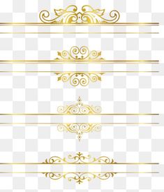 gold and white decorative elements, borders, dividers, lines png and psd
