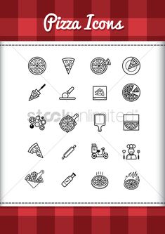 pizza icons on a red and white checkered background