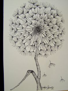 Dandelion Stippling Print P57 by Eyeofthesparrow on Etsy, $7.00 Art, Tattoo, Painting & Drawing, Ink Art, Flower Drawing, Dandelion Drawing, Dotted Drawings, Stippling Drawing, Stippling Art