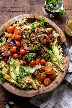 https://www.halfbakedharvest.com/grilled-lemon-herb-chicken-avocado-orzo-salad-with-honey-mustard-bacon-dressing/ Cooking, Foodies, Recipes, Diner, Soup And Salad, Cooking Recipes, Summer Dinner, Gourmet