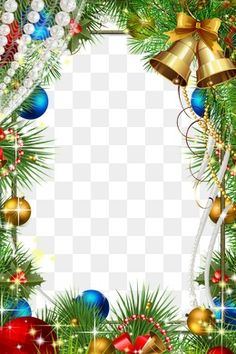 a christmas wreath with bells and ornaments on it, transparent background png clipart