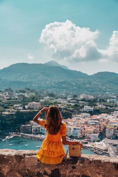 Enjoying the views in Ischia Italy - wearing yellow tiered summer dress by Self Portrait - click on photo to read my Ischia travel diary! Italy Travel, Travel Goals, Travel Dreams