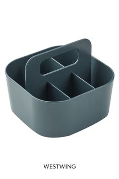 a gray plastic container with compartments in it
