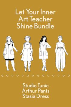 the cover of let your inner art teacher shine bundle, featuring three girls in white dresses