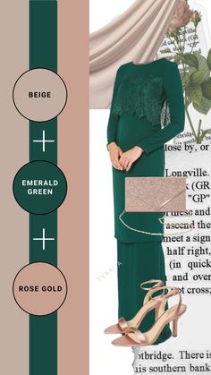 Kombinasi outfit raya tema emerald green Baju Kurung, Baju Bridesmaid, Kebaya, Color Combinations For Clothes