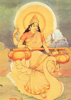 Saraswati, Hindu goddess of wisdom Art, Saraswati Devi, Saraswati Mata, Saraswati Goddess, Saraswati Picture, Sudarshan