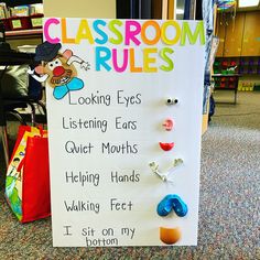 a classroom rules sign on the floor