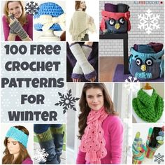 a collage of crochet patterns for winter