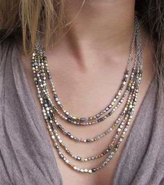 Horn Necklace, Metal Beads