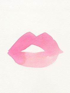 a watercolor painting of a pink lip