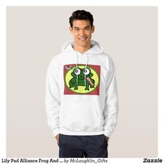 Lily Pad Alliance Frog And Fly Unite Hoodie Lily Pad, Frog, Lily Pads, Lily, Zazzle, Cool Gifts