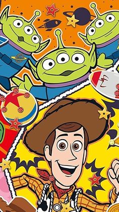an image of cartoon characters in the style of disney's toy story book covers