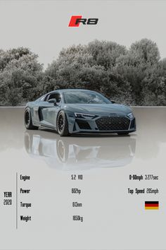 an audi sports car is shown in this advert for the company's official website