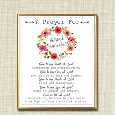 a prayer for a school teacher with flowers on it