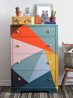 an image of a colorful dresser with the words pineapple mouse on it and a photo of