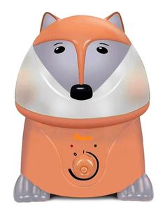 The Crane Adorable Fox Ultrasonic Cool Mist Humidifier is Beige in color. This color is exclusive to Toys R Us and Babies R Us. The removable one gallon tank runs whisper quiet for up to 24 hours and can effectively work in rooms up to 500 feet. It increases air moisture for easier breathing, relieves cough, cold, flu symptoms, reduces nasal congestion, dry cough, sinus irritation, nose bleeds. The clean control Antimicrobial is proven to help reduce mold and bacterial growth up to 99.96%. Baby, Toys R Us, Kids Store, Cool Mist Humidifier, Nursery Decor