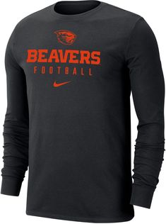 Nike Men's Oregon State Beavers Black Dri-FIT Cotton Team Issue Long Sleeve T-Shirt, XL