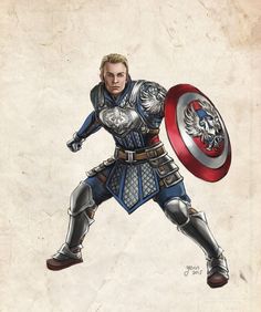 I'm going to die from the yummy! | Captain America in Dragon Age AU by slugette Captain America Suit, Captain America Art, Marvel Rpg, Marvel Dc, Marvel Superheroes