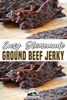 easy homemade ground beef jelk recipe on a cutting board with title text above it