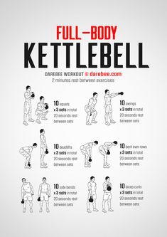 the full - body kettlebell workout poster shows how to do it in less than 10 minutes