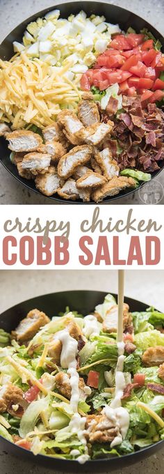 Crispy Chicken Cobb Salad Chicken Recipes, Dinner Recipes, Bacon, Cooking
