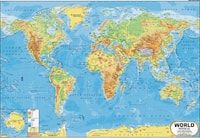World Physical Map Physics, Physical Map, Mural, Diagram