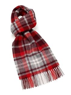 Ripley Red Scarf Unisex, Red Plaid Scarf, Ripley, Red Scarves, Red Plaid, Lambswool Scarves, Plaid Scarf, Checked Scarf, Scarves
