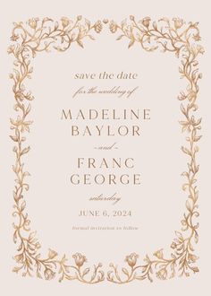 save the date card with an ornate frame