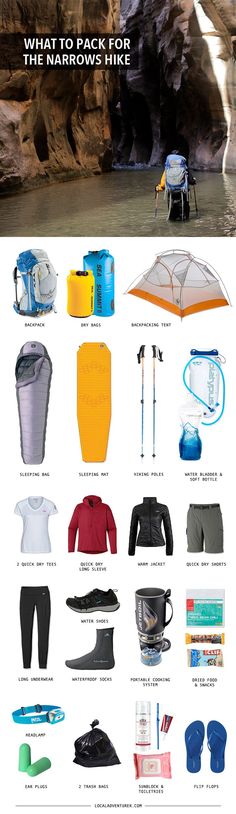 Backpacking Gear List for the Zion Narrows Hike Top Down. Outdoors, Style, Fernweh, Turismo, Camping Outfits, Rucksack, Hiking Aesthetic, Aventura