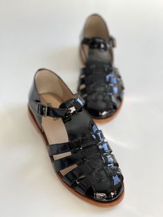 Fisherman Sandal, Black Jelly Shoes, Jelly Shoes, Patent Leather