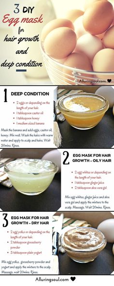 Egg mask for hair - Egg mask for hair can be helpful as it is rich in vitamins A, D and E, proteins, fatty acids and sulfur. It is an easy solution to most of the hair problems Protein, Vitamins, Egg Hair Mask, Fatty Acids, Egg Mask, Conditioner, Remedies, Deep Conditioner, Egg
