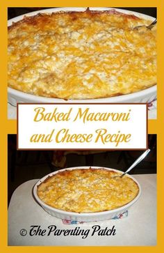 the baked macaroni and cheese recipe is shown