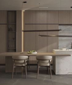the kitchen is clean and ready to be used for dinner or lunch time, with modern appliances