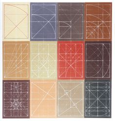 an abstract painting with many different colors and lines on the same square, in various sizes