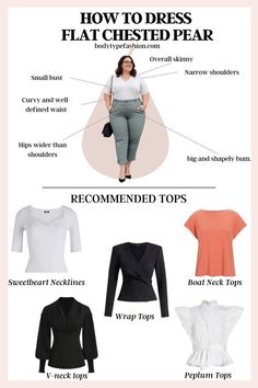 how to dress flat - chested pears and slimmer tops for women over 40