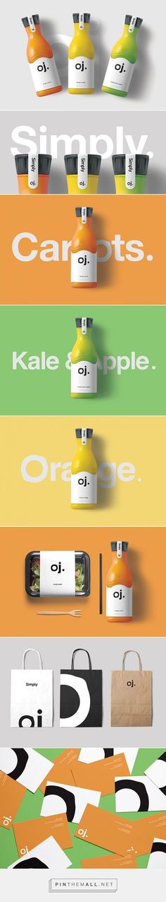 Oj. natural juice company by AA_Design Studio. Source: Daily Package Design Inspiration. Pin curated by #SFields99 #packaging #design #inspiration #ideas #branding #juices #fruit Food Packaging Design, Package Design