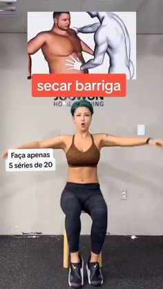 a woman sitting on top of a chair in front of a sign that says scar barriga