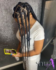 Large Knotless Triangle Braid Hairstyle Large Knotless Triangle Braids, Long Braid Styles, Large Knotless, Blonde Box Braids, Braid Hairstyle