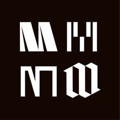 the letters m and n in white on a black background with an inverted font pattern