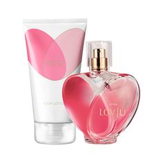 New Out - I am in 💞 with this Scent www.bepamperedbeauty.co.uk The small things are made to last, so treat yourself to the loving fruity and floral fragrance in the Lov U Perfume Set. Real romance happens every day with juicy raspberry, beautiful rose and warm cashmere wood. Use the joyful, fruity and floral scented body lotion for gorgeously soft skin. Spritz the perfume onto your pulse points and discover the romantic fragrance throughout the day. #raspberryscent #newperfume #summerscents Body Lotions, Perfume Bottles, Perfume Gift Sets, Perfume Bottle Design, Perfume Sale