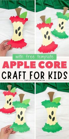 Fall is a time of year that brings chilly weather and colorful leaves. It’s also a great time to do some fun and easy fall crafts with kids! This apple core craft for kids is perfect for fall, and it helps with fine motor skills and scissor practice too. All you need is a paper plate, some paper, scissors, and glue. So gather up your materials and get ready to have some fall-themed fun! Also, be sure to check out all of our apple activities for more DIY Kids Crafts.