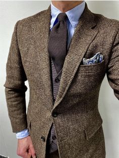 Mens Casual Dress Outfits, Mens Casual Dress, Mens Dress Outfits, Tweed Suits, Suit Style