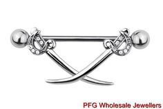 316L Surgical Steel 14G Sword Gem Nipple Bar Shield Ring Body Jewellery (P05) Ideas, Tattoos