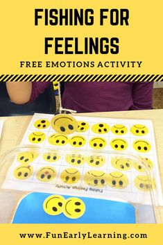Fishing for Feelings Free Printable Activity! This activity is great for teaching children about feelings and emotions. It's perfect for toddlers, preschool, kindergarten and early childhood. #feelingsandemotions #feelingstheme #freeprintable #funearlylearning Anxiety In Children
